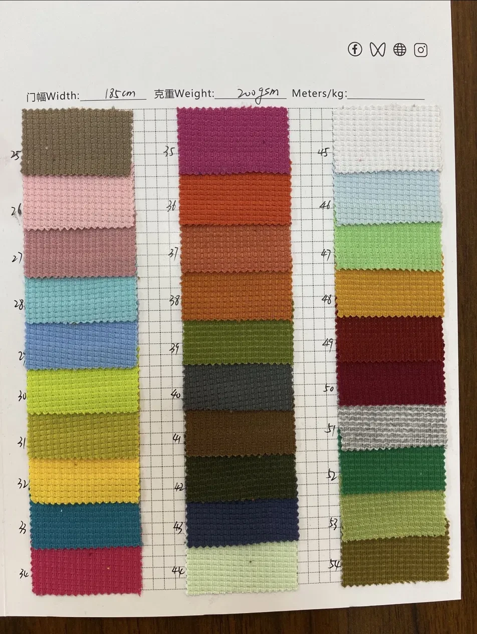 Waffle knit colour card with 30 colour swatches